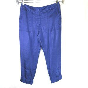 Ann Taylor Loft Jogger Pants Women Size 12 Purple Shiny Elastic Ankle Pockets